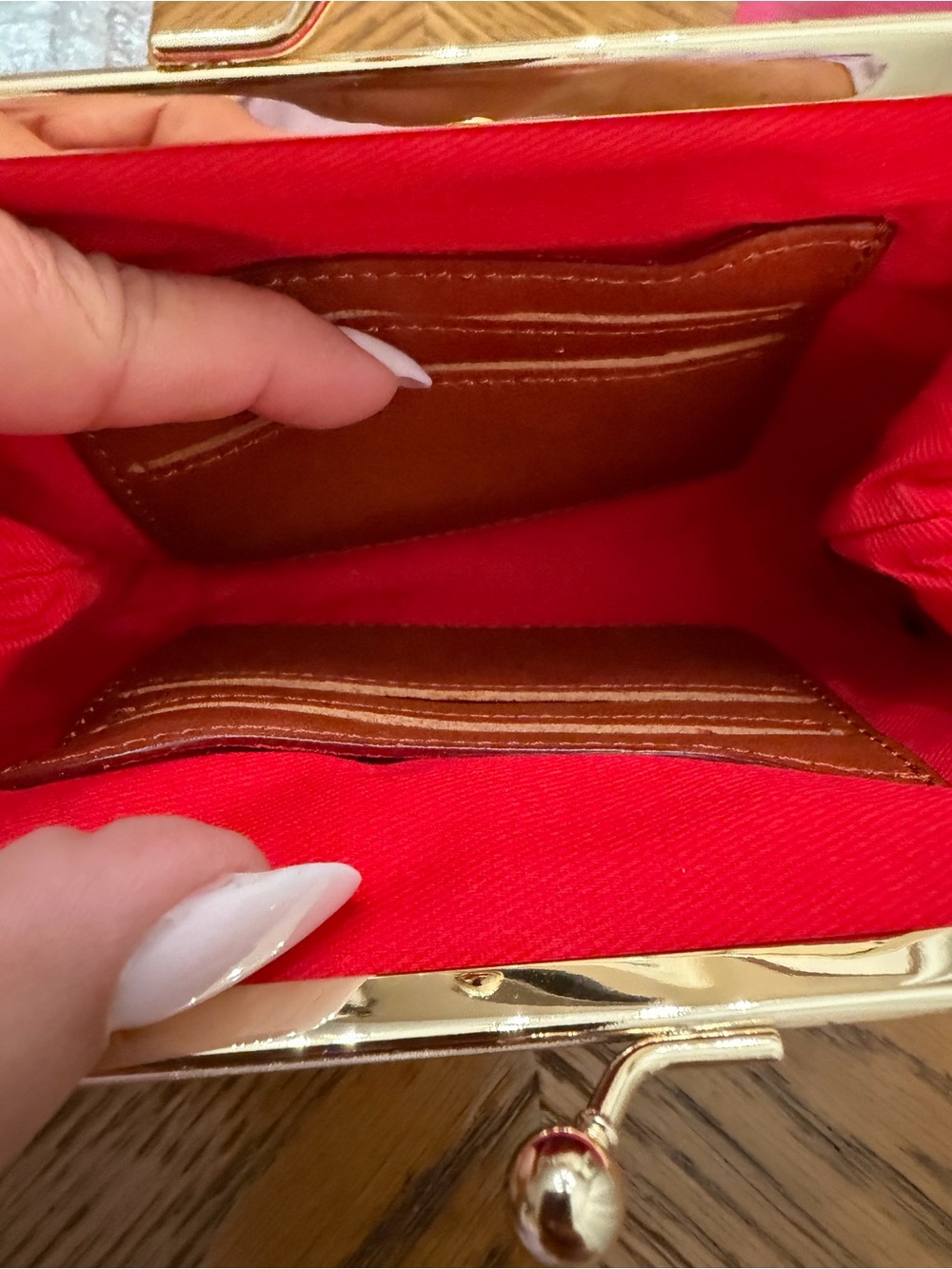 RARE Dooney & Bourke Deep Coral Suede Large Kiss-Lock Card Coin Pouch - Picture 7 of 9